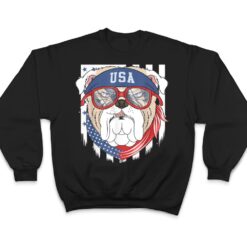 Patriotic USA 4th July Bulldog Bull Dog US Flag Sunglasses T Shirt - Dream Art Europa