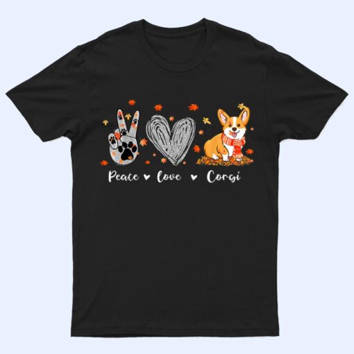 Peace Love Corgi Funny Corgi Dog Lover Pumpkin Fall Season T Shirt