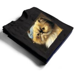 Persian cat with a pear earring, classical art parody feline Premium T Shirt - Dream Art Europa