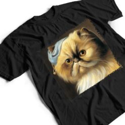 Persian cat with a pear earring, classical art parody feline Premium T Shirt - Dream Art Europa