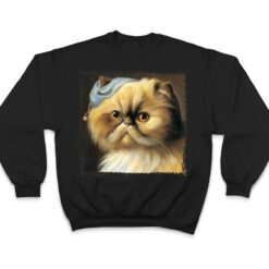 Persian cat with a pear earring, classical art parody feline Premium T Shirt - Dream Art Europa