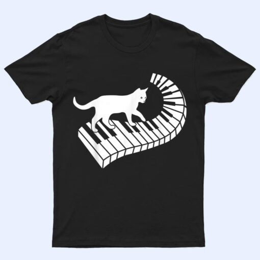 Piano Cat Funny Piano Player Musician Keyboard Pianist Cat T Shirt