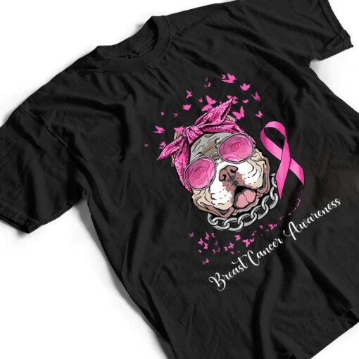 Pitbull Dog Lover Pink Ribbon Breast Cancer Awareness T Shirt