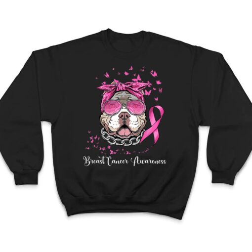 Pitbull Dog Lover Pink Ribbon Breast Cancer Awareness T Shirt