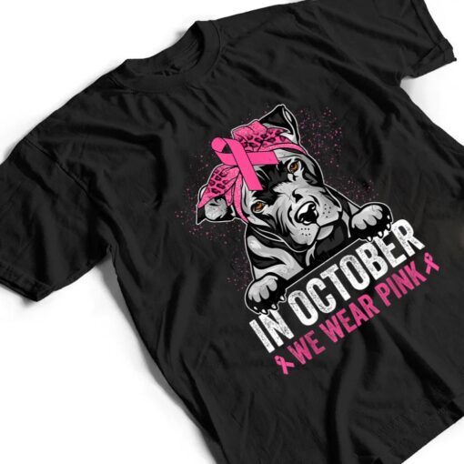 Pitbull Dog Pink Ribbon Breast Cancer Awareness T Shirt