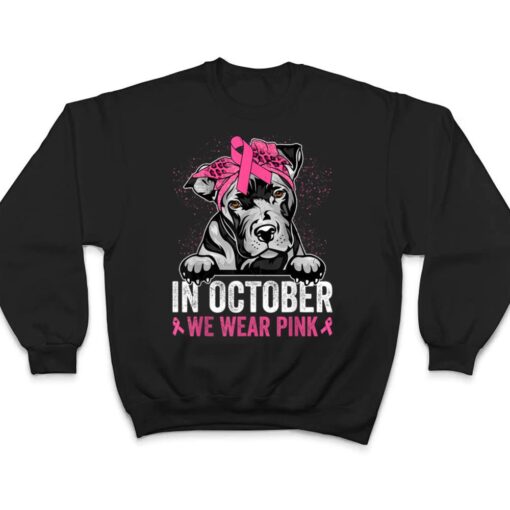Pitbull Dog Pink Ribbon Breast Cancer Awareness T Shirt