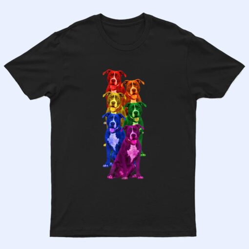 Pitbull Rainbow Flag Gay Pride LGBT Dog Lover T Shirt