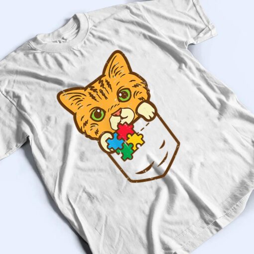 Pocket Cat Puzzle Autism Awareness Kitten T Shirt