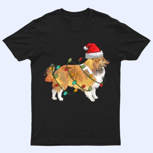 Pomeranian Santa Hat Lights Funny Christmas Pajama Dog Lover T Shirt