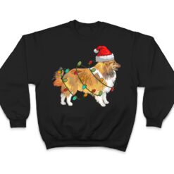 Pomeranian Santa Hat Lights Funny Christmas Pajama Dog Lover T Shirt - Dream Art Europa