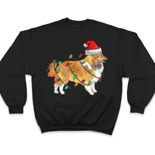 Pomeranian Santa Hat Lights Funny Christmas Pajama Dog Lover T Shirt