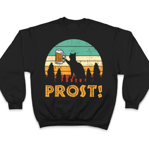 Prost Cat Silhouette Retro Bavarian Oktoberfest T Shirt