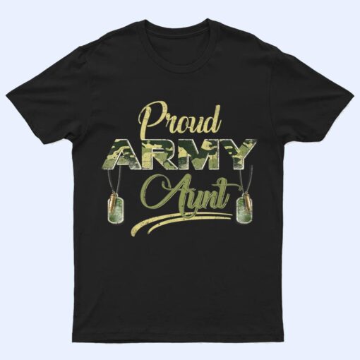 Proud Army Aunt US Flag Camo Dog Tags Military T Shirt