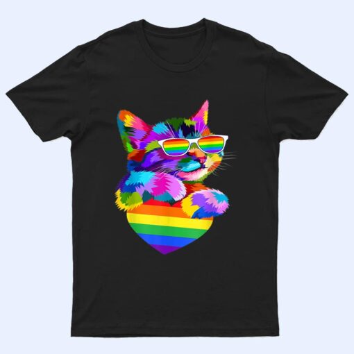 Proud Cute Cat Pride LGBT Transgender Flag Heart Gay Lesbian T Shirt