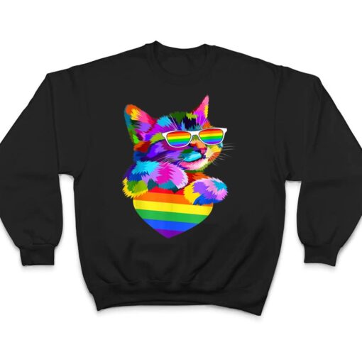 Proud Cute Cat Pride LGBT Transgender Flag Heart Gay Lesbian T Shirt