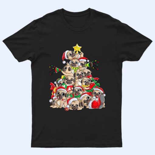Pug Christmas Tree Dog Santa Xmas Boys Girls Merry Dogmas T Shirt