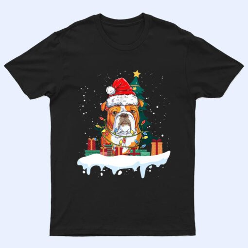 Pug Dog Christmas Tree Lights Santa Xmas T Shirt