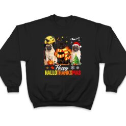 Pug Dog Happy Hallothanksmas Cute Pug Dog Thanksgiving Xmas T Shirt - Dream Art Europa