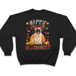 Pug Dog Happy Hallothanksmas Halloween Thanksgiving Xmas T Shirt - Dream Art Europa