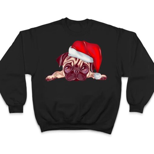 Pug Santa Christmas Tree Lights Xmas Boys Pugmas Dog Dogmas T Shirt