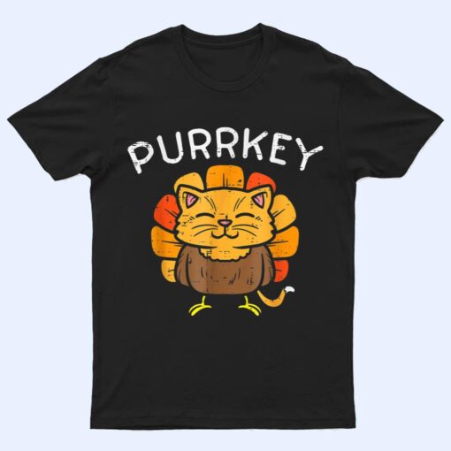 Purrkey Turkey Cat Kitten Funny Thanksgiving Cat Owner Lover T Shirt