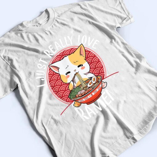 Ramen Cat Anime Kawaii Japanese Gift Girls Official Teenager T Shirt