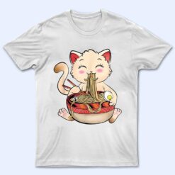 Ramen Cat Eating Noodles Cute Kawaii Anime Gifts Girls Teens T Shirt