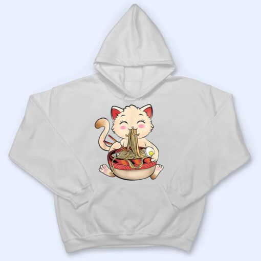 Ramen Cat Eating Noodles Cute Kawaii Anime Gifts Girls Teens T Shirt