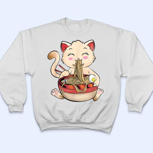 Ramen Cat Eating Noodles Cute Kawaii Anime Gifts Girls Teens T Shirt