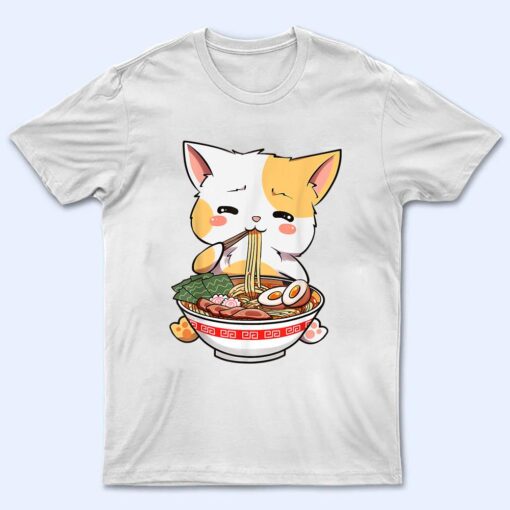 Ramen Cat Kawaii Anime Japanese Food Girls Official Teenager T Shirt