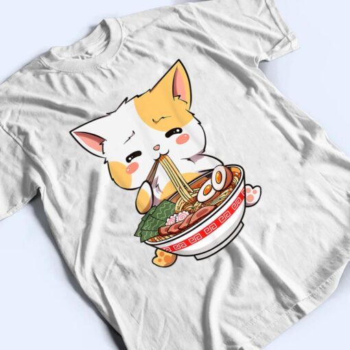 Ramen Cat Kawaii Anime Japanese Food Girls Official Teenager T Shirt