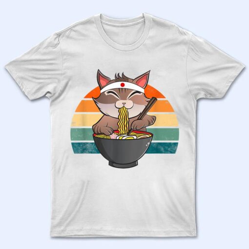 Ramen Cat Neko Noodle Anime Kawaii Japanese Funny Vintage T Shirt