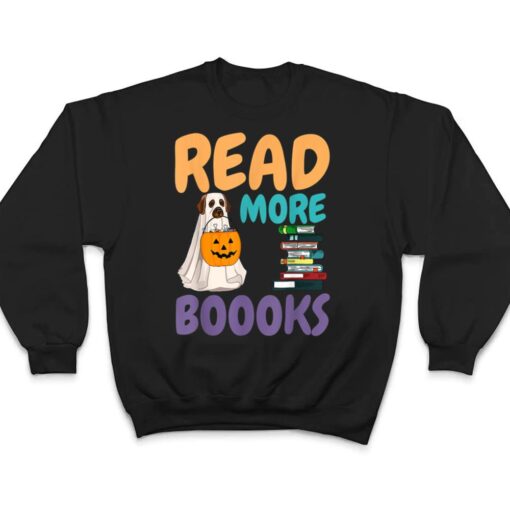 Read More Boooooks Cute Ghost Dog Funny Boo Groovy Halloween Ver 1 T Shirt