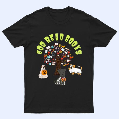 Read More Boooooks Cute Ghost Dog Funny Boo Groovy Halloween Ver 2 T Shirt