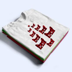 Red Plaid Buffalo Cat Christmas Tree Pajamas Cat Xmas Family T Shirt - Dream Art Europa