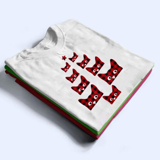 Red Plaid Buffalo Cat Christmas Tree Pajamas Cat Xmas Family T Shirt