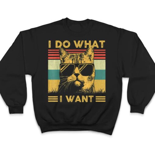 Retro 70s 80s 90s I do what I want cat funny cat lover T Shirt