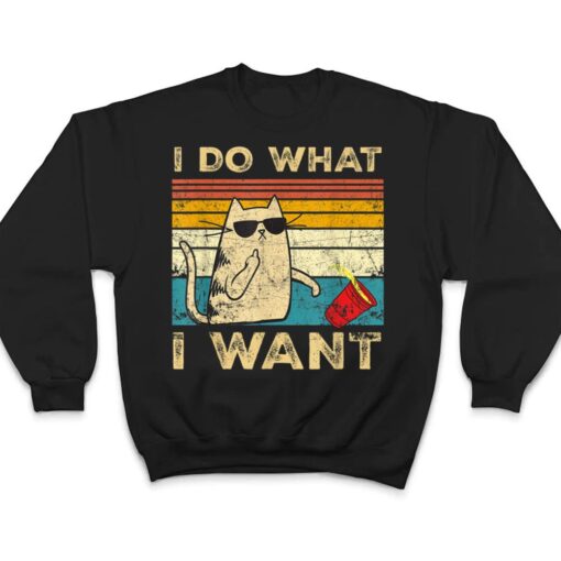 Retro 80s 90s Cat Lovers gifts Funny I Do What I Want Cat T Shirt