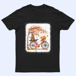 Retro Bicycle Cat Autumn Leaves Fall Thanksgiving Ver 2 T Shirt