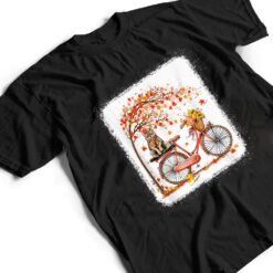 Retro Bicycle Cat Autumn Leaves Fall Thanksgiving Ver 2 T Shirt - Dream Art Europa