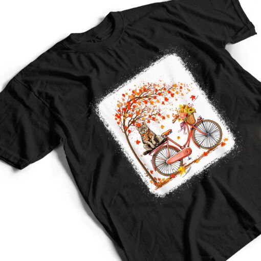 Retro Bicycle Cat Autumn Leaves Fall Thanksgiving Ver 2 T Shirt