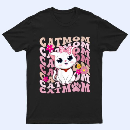 Retro Cat Mom Groovy Cute Kitten Cat Lover T Shirt