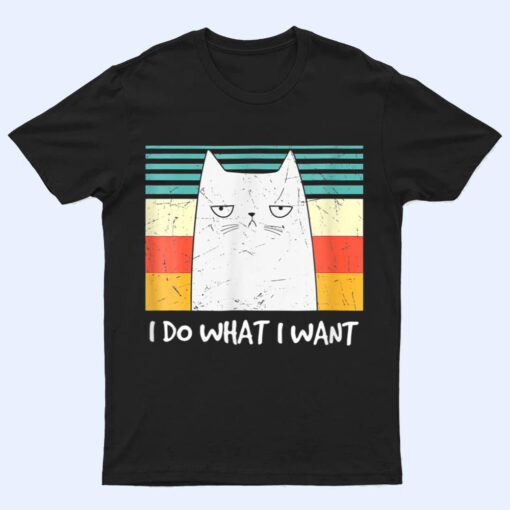 Retro Meow Cat I Do What I Want Funny Black Cat Lovers T Shirt