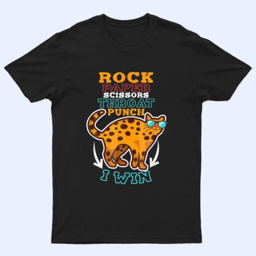 Rock Paper Scissors Hroat Punch I Win Cat Hand Game Player T Shirt