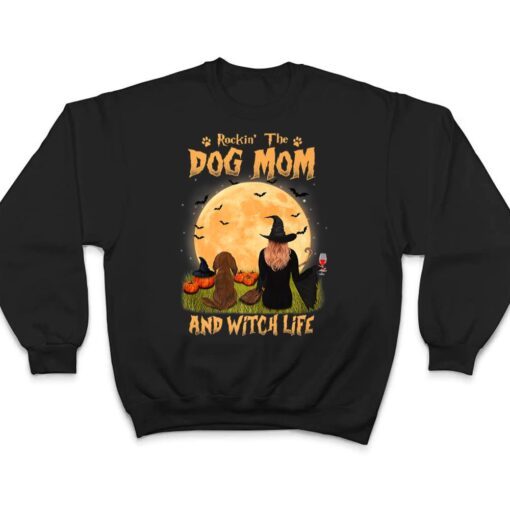 Rocking The Dog Mom Witch Long Haired Dachshund Halloween T Shirt
