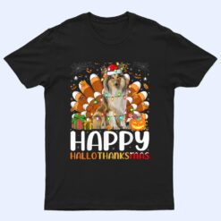 Rough Collie Dog Halloween Christmas Happy Hallothanksmas T Shirt