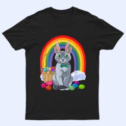 Russian Blue Cat Easter Eggs Bunny T Shirt