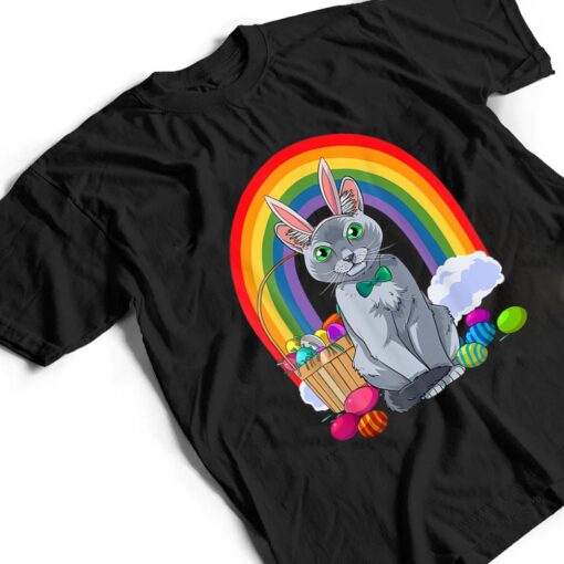 Russian Blue Cat Easter Eggs Bunny T Shirt