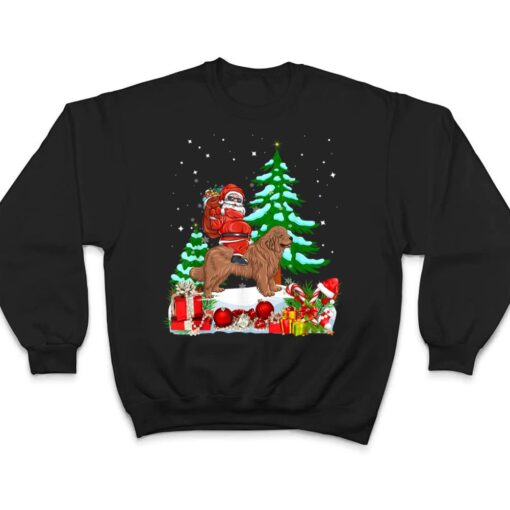 Santa Riding Newfoundland Dog Theme Christmas Newfoundland T Shirt