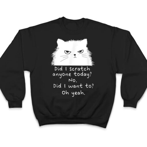 Sarcastic Cat Have I Scratched Anyone Today Black Cat Kitty T Shirt